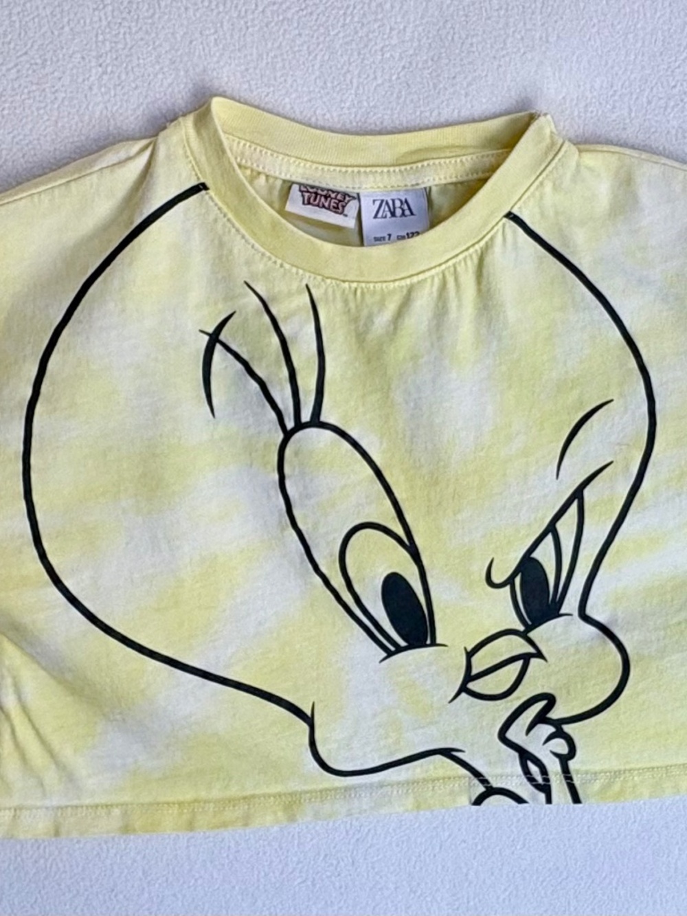 Zara Kids X Looney Tunes Tweety Bird Cropped Yellow T-Shirt Size 7 EUC
